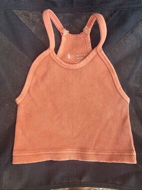 FP Movement by Free People Ribbed Crop Tank - Rusty Orange Salmon
